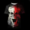 Men's T Shirts Fashion Personality Cool Skulls Graphic Summer Men Casual Terror Pattern Tees Tops Hip Hop Trend O-neck Short Sleeve