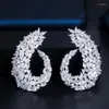 Orecchini pendenti ThreeGraces Splendido colore argento rotondo grande fiore CZ orecchino gioielli per accessori da sposa per feste di nozze