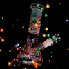 8 pollici Glow in The Dark Dab Rig Spessore Downstem Perc Tubi dell'acqua Inebriante Bicchiere di vetro Narghilè Bubbler Recycler Bong Shisha per fumare con ciotola da 14 mm