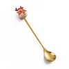 Christmas Small Cute Dessert Spoon Stainless steel ice cream spoon fruit forks