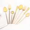 Set di stoviglie Drmfiy Matte 6 pezzi Forchette Cucchiai Coltelli Set Posate in argento Cucina Posate per la casa Stoviglie in acciaio inossidabile 304