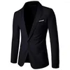 Ternos masculinos elegantes jaqueta de terno único botão temperamento masculino blazer slim-fitting