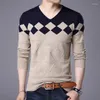 Men's Sweaters 2023 Fashion Trend Sweater Pullover Diamond Pattern Comfortable Knitted Casual