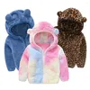 Giubbotti in pile per bambini con cappuccio Autunno Inverno Cappotti per bambini per ragazze Ragazzi vestiti Orecchie da orso carino Capispalla per bambini caldi Abbigliamento 1-6Y