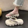 Slippers Groen Dik Platform Kristal Slippers Vrouwen Zomer 2023 Zachte Bodem Strand Sandalen Schoenen Vrouw Strass Clip Teen