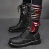 Bottes High Top Hommes Rivet Style Punk Moto Mode Couleurs Mélangées Plateforme Résistant À L'usure Chaussures De Marche 230829