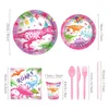 Disposable Flatware Pink Dinosaur Girl Paper Plates Party Supplie And Napkins Birthday Set Dinnerware Serves 8 Guests For Cups Drop De Dhrq3