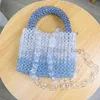 ショルダーバッグハンドメイド透明なブルーグラデーションビードレディースハンドデザイナーバッグ2022高品質の手織りアクリルチェーンミニcaitlin_fashion_bags