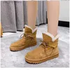 Boots 2022 Women Suede Leather Snow Boots Lace-Up Ankle Boots Winter Warm Wool Round Toe Ladies Boots Winter Fur Shoes Handmade T230829