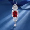 Подвесные ожерелья Eyika Shiny Square Lab Ruby Aquamarine Ожерелье для женщин.