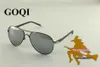 Óculos de sol GOQI Fornecimento de pernas de borracha quadro de liga rebite polarizado óculos de sol masculino escritório legal homem vintage gafas 230828