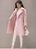 Womens Wool Blends XFPV Light Pink Lamb Fur Long Woolen Coat Korea Thickened Cashmere Sleeve Loose Fit Women Fashion Winter SM4120 230828