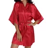 Vêtements de nuit pour femmes Femmes Ice Soie Pyjamas Robes Chemises de nuit Chemise de nuit Rouge Noir M-XXL Dentelle Lisse Doux Confortable Casual Couleur Pure