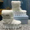 Shearling apres skidstövlar vita snöstövlar kvinnor vinter stövlar visar samma varma non slip gummi sole stövlar plattform stövlar lugg slitbanan efter skidstövlar