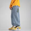 2021 männer Reine Farbe Seite Regenbogen Gürtel Jeans Japanische Streetwear Gerade Casual Hosen Hip Hop Stil Mode Hosen M-5XL HKD230829