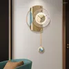 Relógios de parede relógio sala de estar moderna luz luxo moda casa criativa decoração relógio espelho iluminação