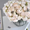 6pcs Artificial Flower Bouquet Silk Tea Rose Lotus 26Cm Fake Plant Wedding Home Garden Christmas Party Decoration Accessories HKD230829