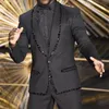 Мужские костюмы Blazers Black Prom Men с 3 частями Slim Fit Wedding Tuxedo для жениха певца Man Fashion Buldterbled Pating Bannes 230828