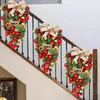 Decoratieve Bloemen Kerstkrans Voor Voordeur Rode Kerst Huis Ornament Slinger Hangende Decoratie Jaar Decor