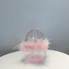 Avondtassen Transparant Acryl Koppelingen Mode Luxe Roze Witte Veer Strass Kwastje Box Tas Voor Vrouwen Bruiloft Handtas