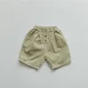Byxor 2023 Barn Spring Autumn Corduroy Half Pants Simple Solid Color Pocket Loose Casual Cotton Korean Middle