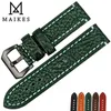 Horlogebanden MAIKES 20 mm 22 mm 24 mm 26 mm Italiaans lederen horlogebanden Groene horlogeband Zacht lederen horlogeband voor merkhorlogearmband 230828