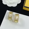 Elegant Designers Luxury Hoop Earrings Womens Fashion Multi Colors Crystal Silver Gold F Letter Classic Ear Studs Gift Jewellery Ear Ring