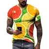 メンズTシャツ夏のクリエイティブフルーツと野菜グラフィックメンカジュアル面白いパーソナリティヒップホップ3DプリントOネックストリートウェア