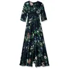 Casual Kleider Sommer Frauen V-ausschnitt Maxi Party Kleid Elegante Vintage Boho Blumen Druck Große Schaukel Saum Lange Chiffon 2023