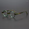Sunglasses Frames 2023 Fashion Vintage Spliced Acetate Frame Myopia Optical Reading Eyeglass Classical Round Hand Craft Women Man High