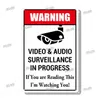 Warning No Parking Metal Poster 24 Hour Video Surveillance Warning Sign Private Property No Trespassing Outdoor Indoor Wall Decor Plaque Tin Sign 30X20CM w01