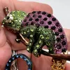 دبابيس أزياء شخصية تصميم Chameleon Brooch Pendant Rhinestone Green Head المينا السحلية الأزياء الفاخرة للسيدات تاريخ دبوس هدايا