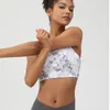 Yoga Outfit Femmes Fitness Sport Soutien-gorge Impression Crop Top High Impact Gilet Cross Dos sans entraînement complet Jogging avec coussin de poitrine