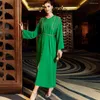 Ethnic Clothing Muslim Woman Dress Pure Green Luxury Hand-stitched Diamond Abaya Dubai Party Dressees For Women