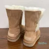 Platforma buty australia puszyste buty śniegowe projektantka kobieta owczacza prawdziwe skórzane muły ciepłe zimowe botki kasztanowe
