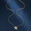 Pendant Necklaces Cute Animal Starfish Clavicle For Women Antique Gold Color White Zircon O Chain Necklace Birthday Jewelry Gift