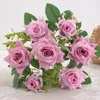 Dekorativa blommor Fade-resistent Artificial Rose Bouquet 7-Head Fidelity No Withering eller Watering Nödvändig bröllopsfestdekor