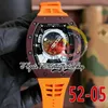 RRF 52-05 Senaste versionen Japan Miyota NH Automatiska män Titta på brun metall keramikfodral Mars Valles Marineris Dial Orange Rubber Strap Sport Evist Armbandsur