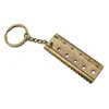 Keychains F19D Ruler Form Keychain Keyrings Commemorative Copper Material Keys Rings Car Jewelry Gift for Women Girls