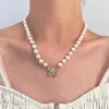 Pendant Necklaces Delicate Pearl Flower Necklace For Women Girls Fashion Rhinestone Charm Choker Party Jewelry Accessories Gift