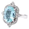 Pierścienie klastra Topaz Blue Crystal Ring European and American Luxury Micro-In-ink-ink-ink-indemeories