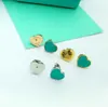Lusso Ultimo designer di marca TF cuore verde stud acciaio inossidabile 316L oro 18k donne lettera incisa amore orecchini di diamanti ragazze gioielli da sposa