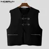 Tops 2023 Koreanischen Stil Neue männer Solide Alle-spiel Einfache Weste Mode Leder Schnalle Zipper Design Kurze Westen s-5XL HKD230828