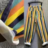 Women's Jeans Fashion Personality Bright Stripes Harlan Nine-Point Women Clothes Summer High Waist Loose Denim Trousers Large Size