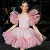 Girl Dresses Fashion Tulle Glitter Lotus Leaf Sleeves Princess Flower Dress Wedding Party Ball First Communion Dream Kids Gift