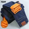 Hiqor Winter Warm Fleece Mens Jeans Classic Straight Black Baggy Jeans Denim Trousers Overalls Jean Cotton Y2K Style Man Pants HKD230829