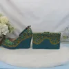 Klänningskor Fashion Bride Round Toe High Heel Wedges Pumpar Multicolord Crystal Bridal Wedding Party och Bag Set Handbag