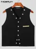 Party Nightclub Style New Men Solid Metal Button Waistcoat Casual All-Match Male Sleeveless V-Neck Vests S-5XL TOPS 2023 HKD230828