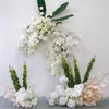 Decorative Flowers White Hydrangea Rose Delphinium Floor Floral Arrangement Wedding Backdrop Decor Hang Flower Row Birthday Party Event