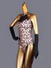 Bühnenkleidung Leopard Festival Latin Dance Kostüm Mädchen Slim Fit Walzer Strampler Erwachsene Moderne Standardtänze Frau Mesh Patchwork Kleidung